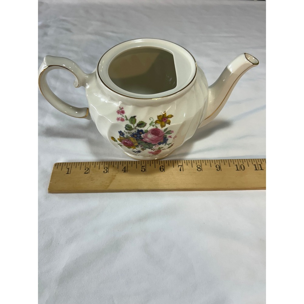Windsor Bone China Teapot Floral Gold Trim Made in England Vintage 3948